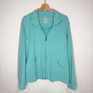 L.L. Bean Full Zip Up Soft Fleece Jacket in Light Aqua Size XL